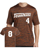 Sport-TEK Electric Heather Custom T-Shirt, color: Deep Orange-Black Electric