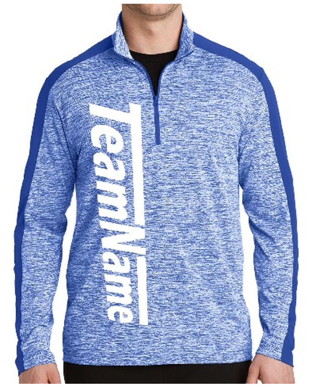 Sport-TEK Men's Electric Heather Colorblock Custom Pullover, color: True Royal Electric/True Royal