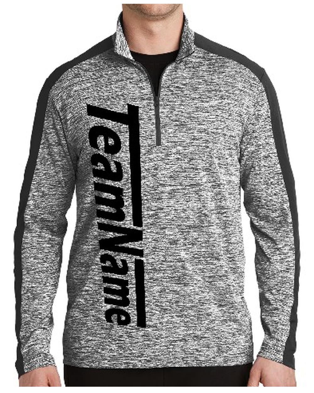 Sport-TEK Men's Electric Heather Colorblock Custom Pullover, color: Black Electric/Black
