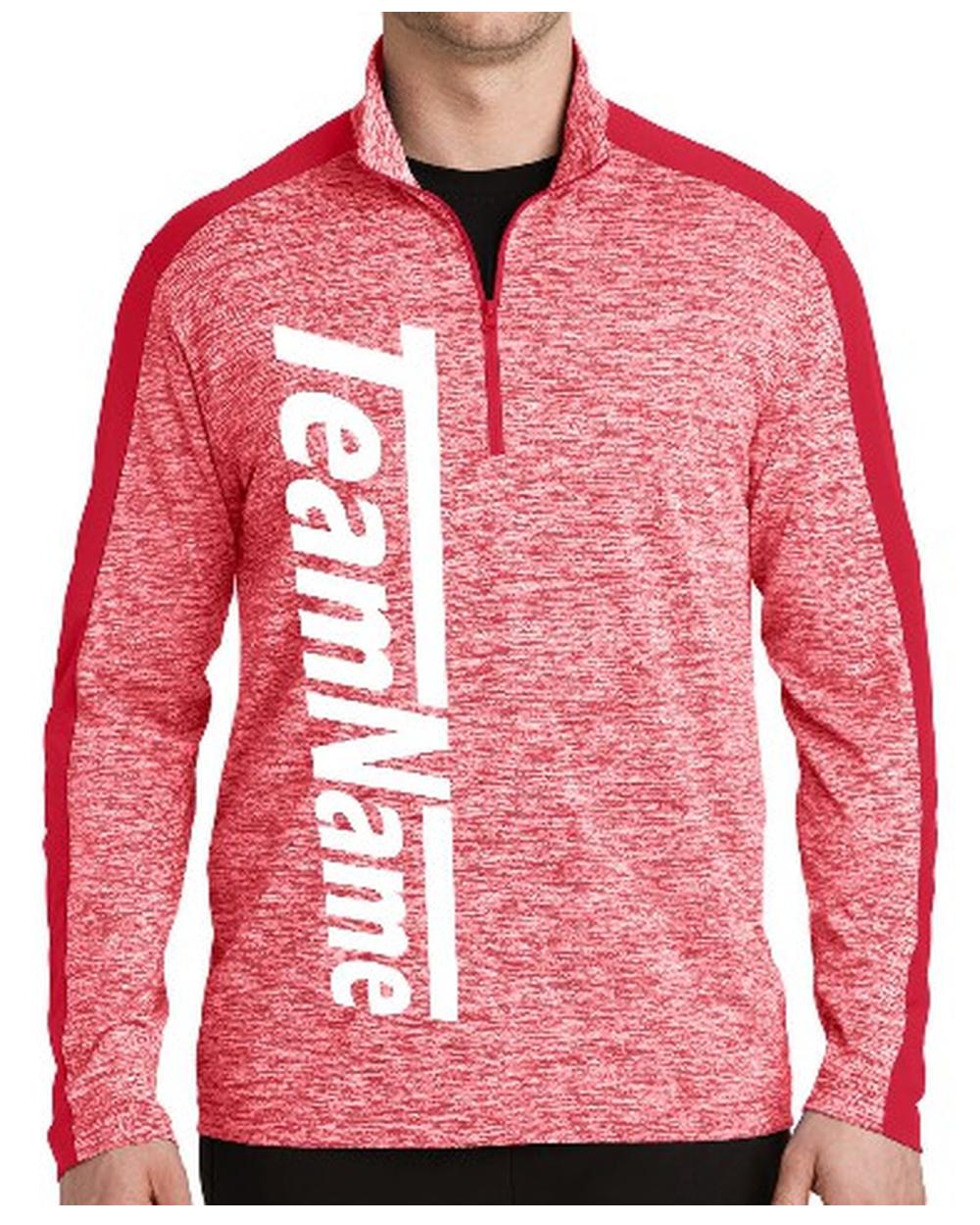 Sport-TEK Electric Heather Colorblock Custom Pullover, color: Deep Red Electric/Deep Red