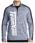 Sport-TEK Electric Heather Colorblock Custom Pullover, color: True Navy Electric/True Navy
