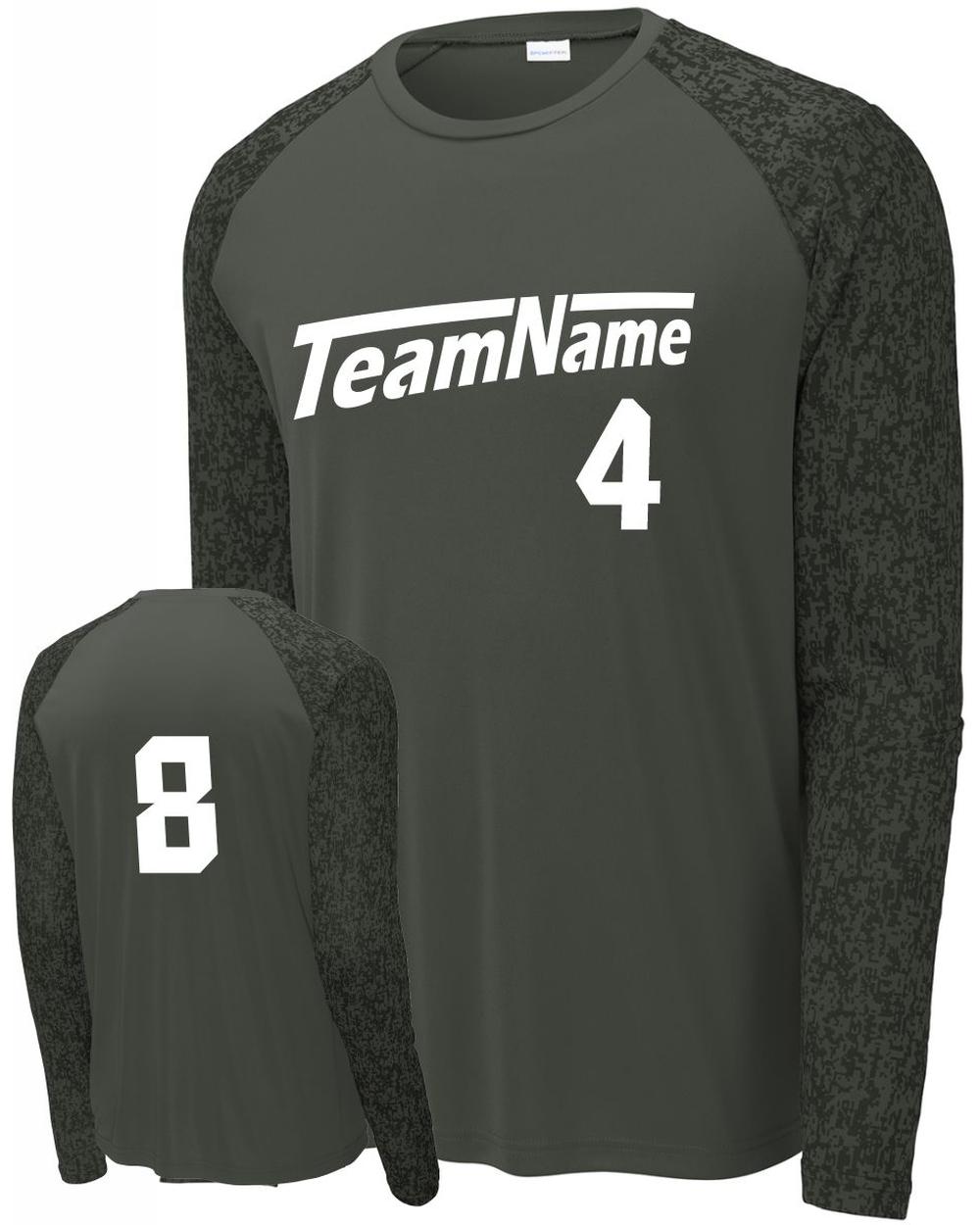 Sport-TEK Digi Camo L/S Raglan Custom Sport T-Shirt, color: Black/Camo