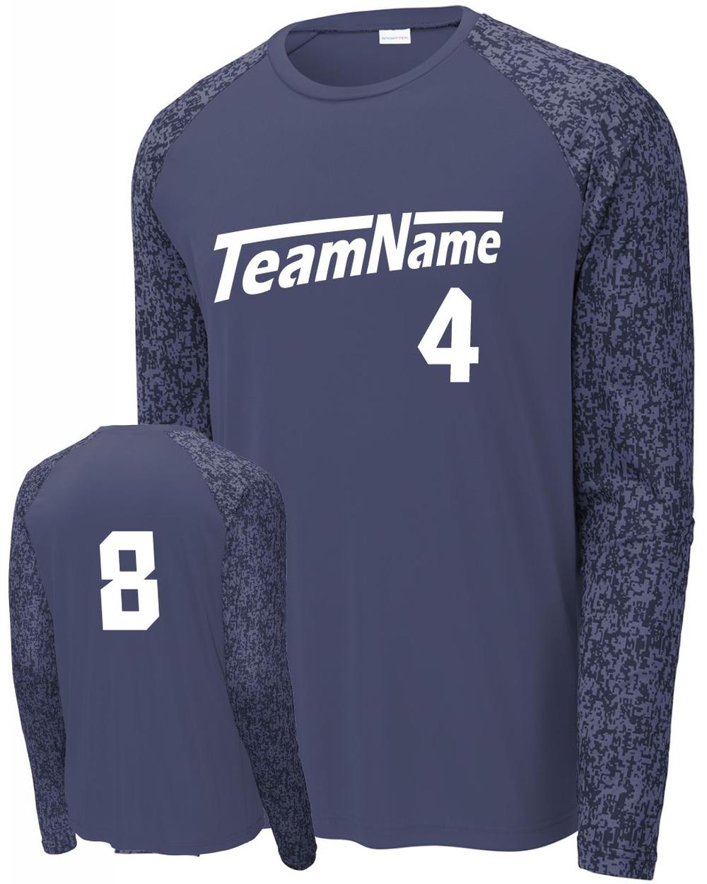 Sport-TEK Digi Camo L/S Raglan Custom Sport T-Shirt, color: Olive Green/Camo