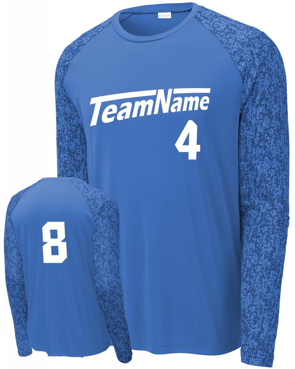 Sport-TEK Men's Digi Camo L/S Raglan Custom Sport T-Shirt, color: Royal/Camo