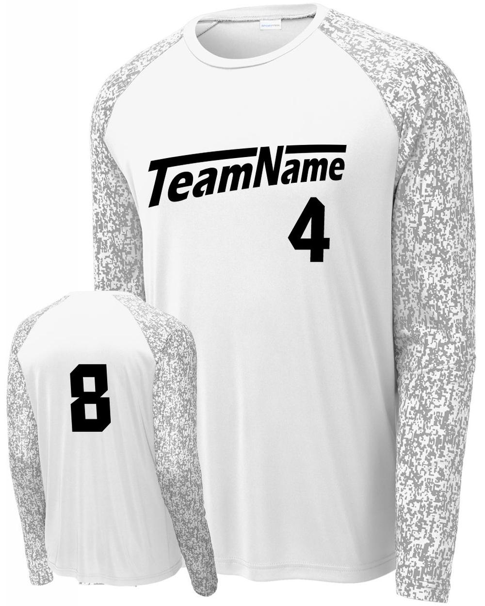 Sport-TEK Men's Digi Camo L/S Raglan Custom Sport T-Shirt, color: White/Camo