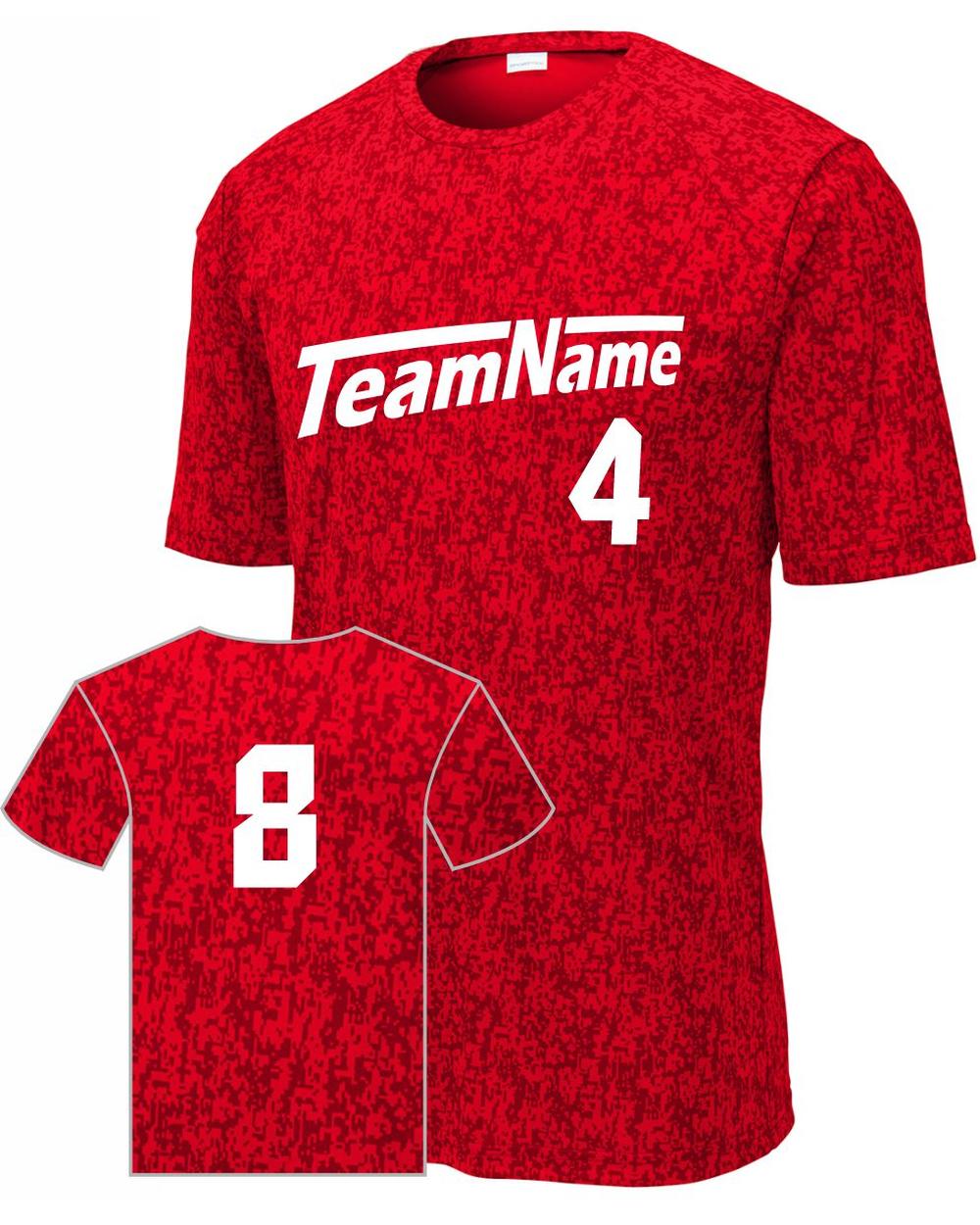 Sport-TEK Men's Digi Camo S/S Custom Sport T-Shirt, color: Red Camo