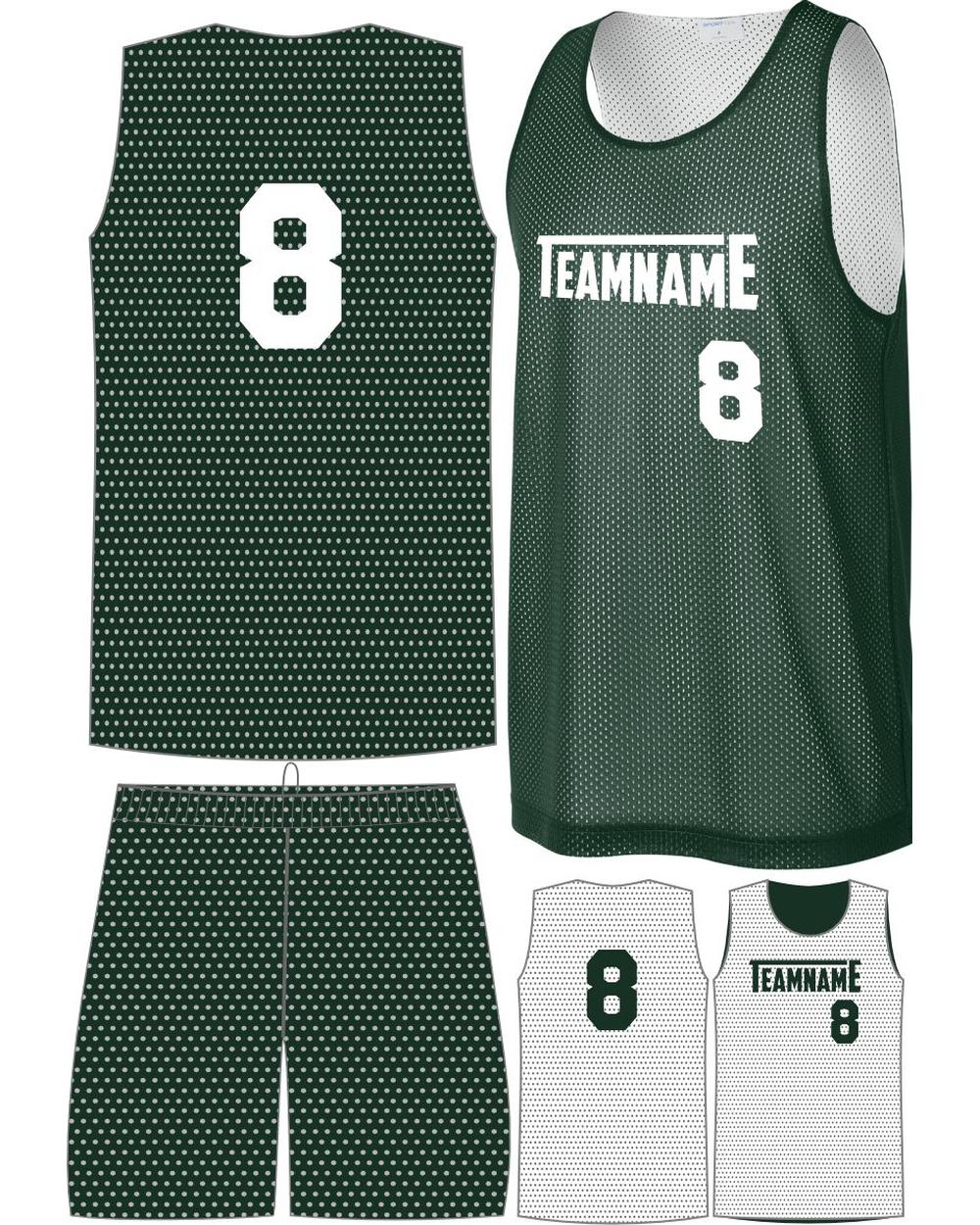 Sport-TEK Men's Posicharge Mesh Rev Custom Basketball Uniform, color: Forest Green/White