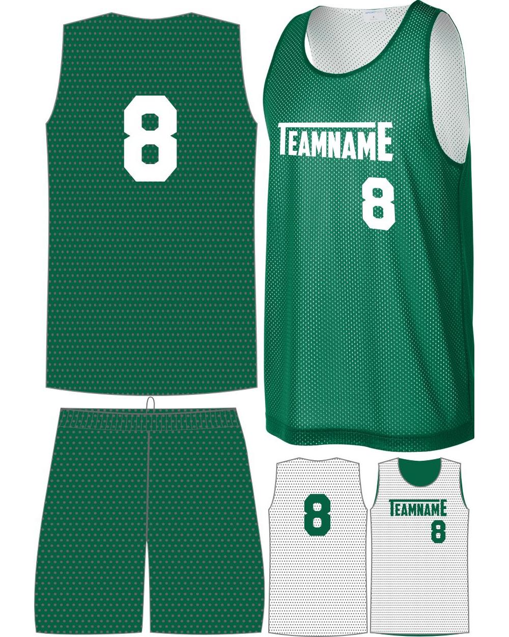 Sport-TEK Posicharge Mesh Rev Custom Basketball Uniform, color: Kelly Green/White