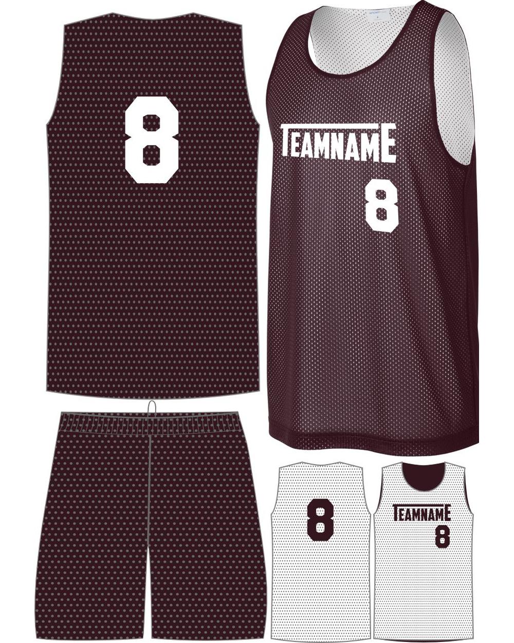 Sport-TEK Men's Posicharge Mesh Rev Custom Basketball Uniform, color: Maroon/White