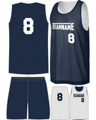 Sport-TEK Posicharge Mesh Rev Custom Basketball Uniform, color: True Navy/White