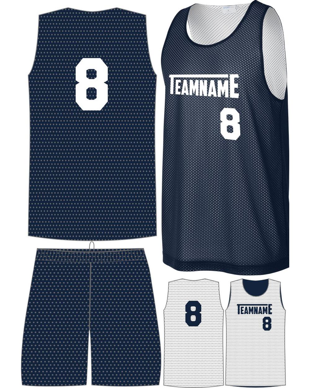 Sport-TEK Men's Posicharge Mesh Rev Custom Basketball Uniform, color: True Navy/White