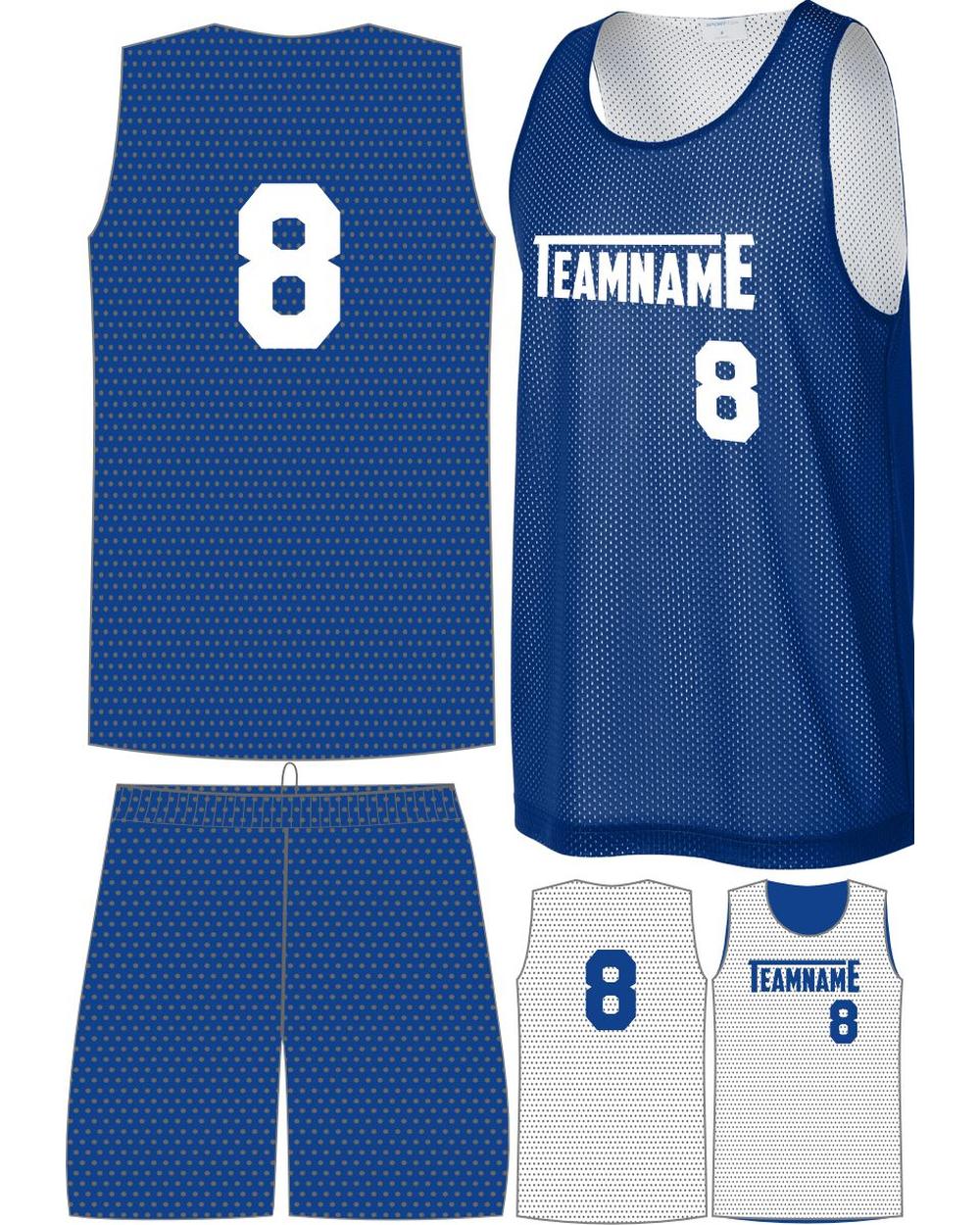 Sport-TEK Posicharge Mesh Rev Custom Basketball Uniform, color: True Royal/White