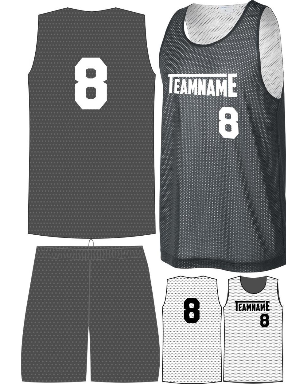 Sport-TEK Men's Posicharge Mesh Rev Custom Basketball Uniform, color: Iron Grey/White