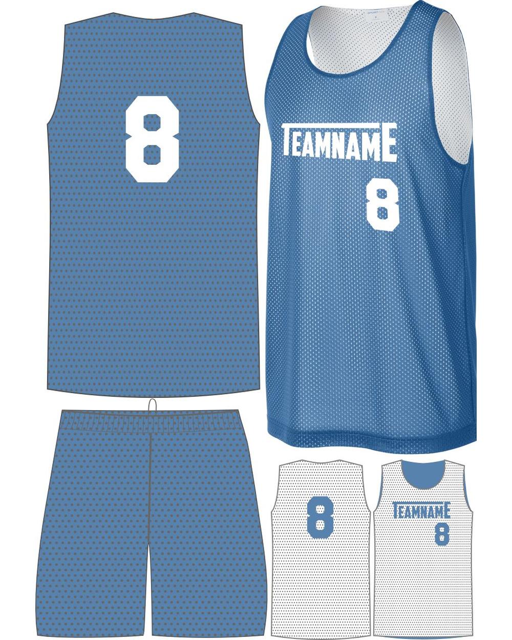 Sport-TEK Posicharge Mesh Rev Custom Basketball Uniform, color: Carolina Blue/White