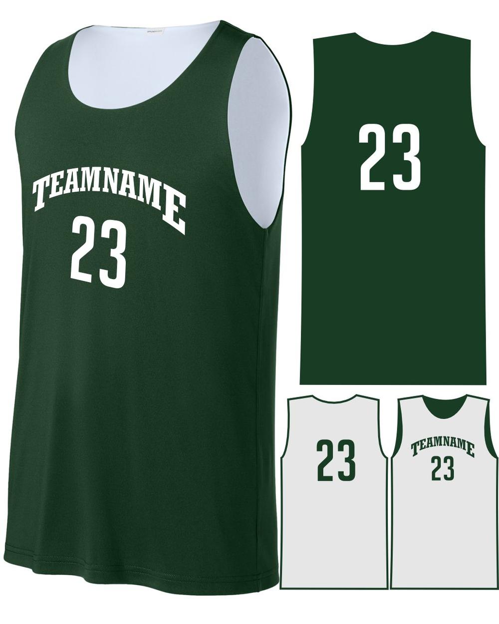 Sport-TEK Men's Posicharge Competitor Reversible Custom Basketball Jersey, color: Forest Green/White
