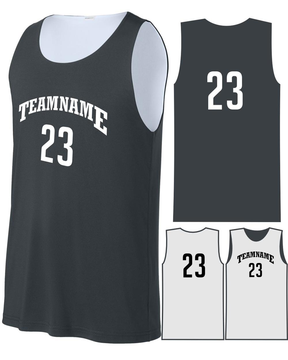 Sport-TEK Posicharge Competitor Reversible Custom Basketball Jersey, color: Iron Grey/White
