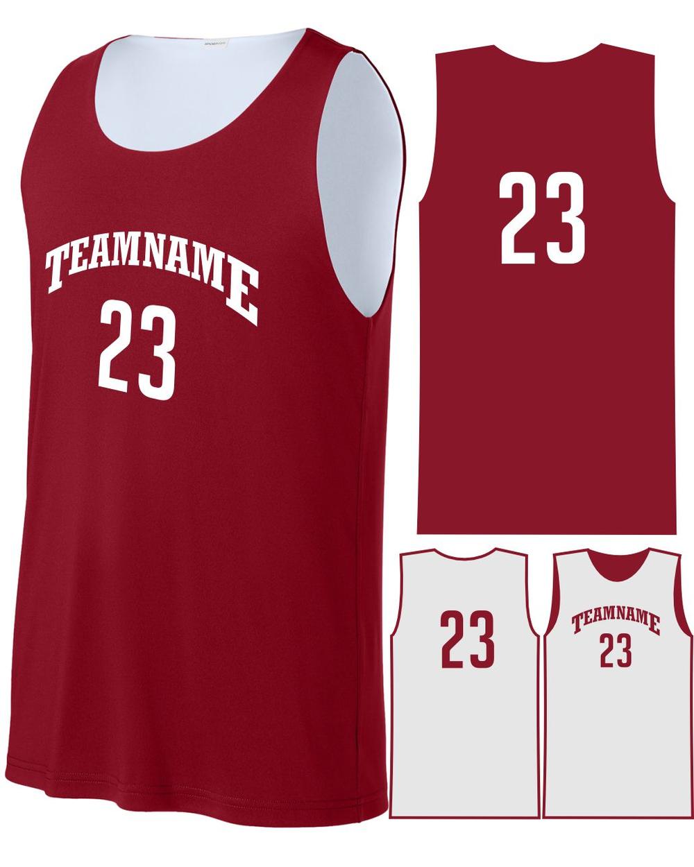 Sport-TEK Men's Posicharge Competitor Reversible Custom Basketball Jersey, color: Deep Red/White