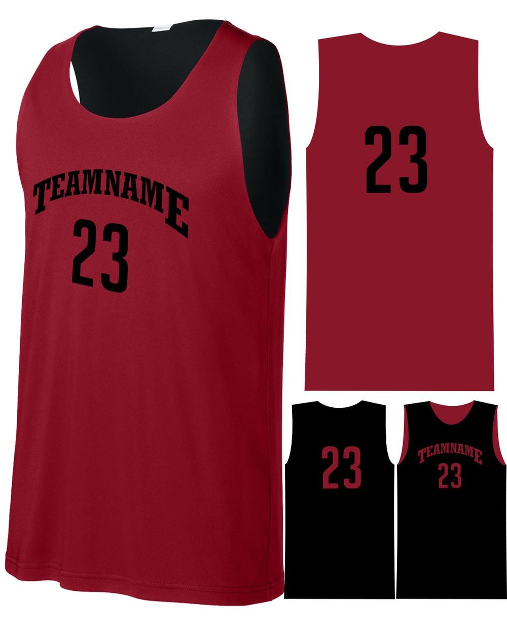 Sport-TEK Men's Posicharge Competitor Reversible Custom Basketball Jersey, color: Deep Red/Black