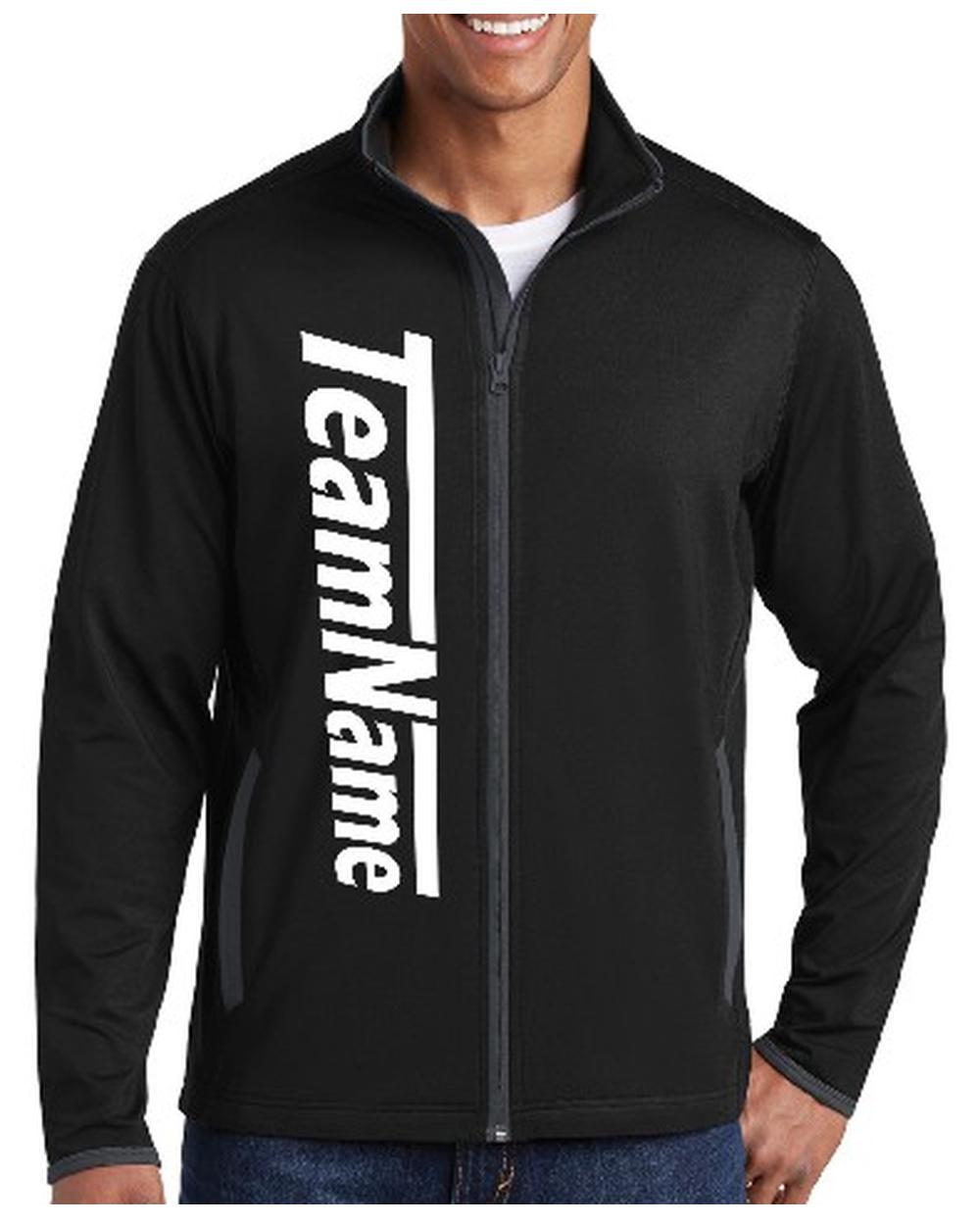 Sport-TEK Stretch Contrast Full-Zip Custom Sports Jacket, color: Black/Charcoal Grey