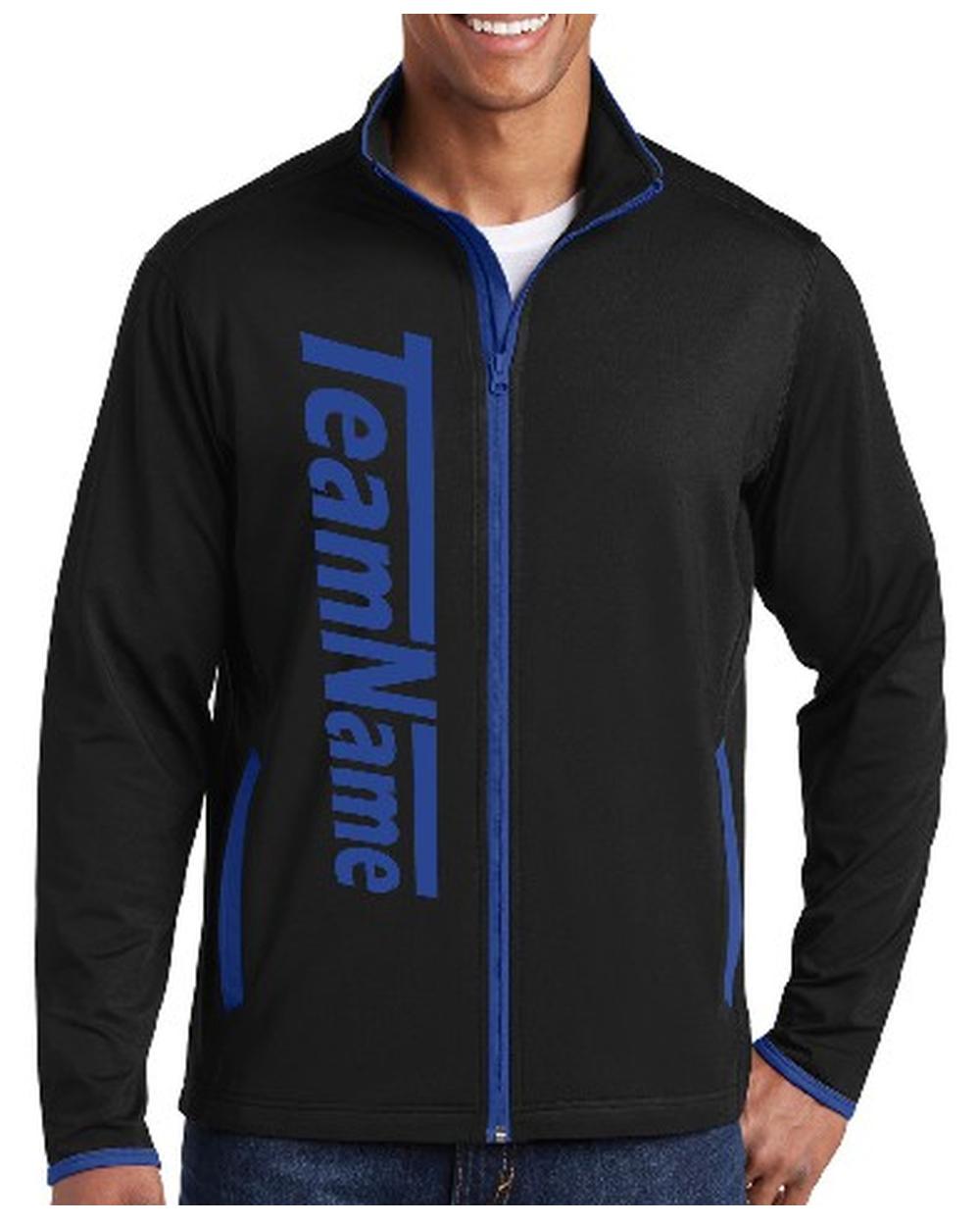 Sport-TEK Men's Stretch Contrast Full-Zip Custom Sports Jacket, color: Black/True Royal
