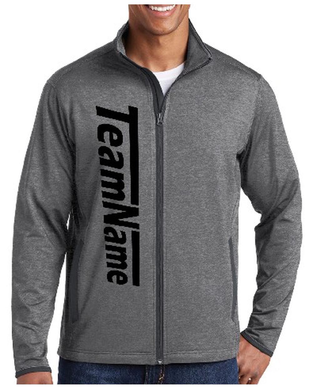 Sport-TEK Stretch Contrast Full-Zip Custom Sports Jacket, color: Charcoal Grey Heather/Charcoal Grey