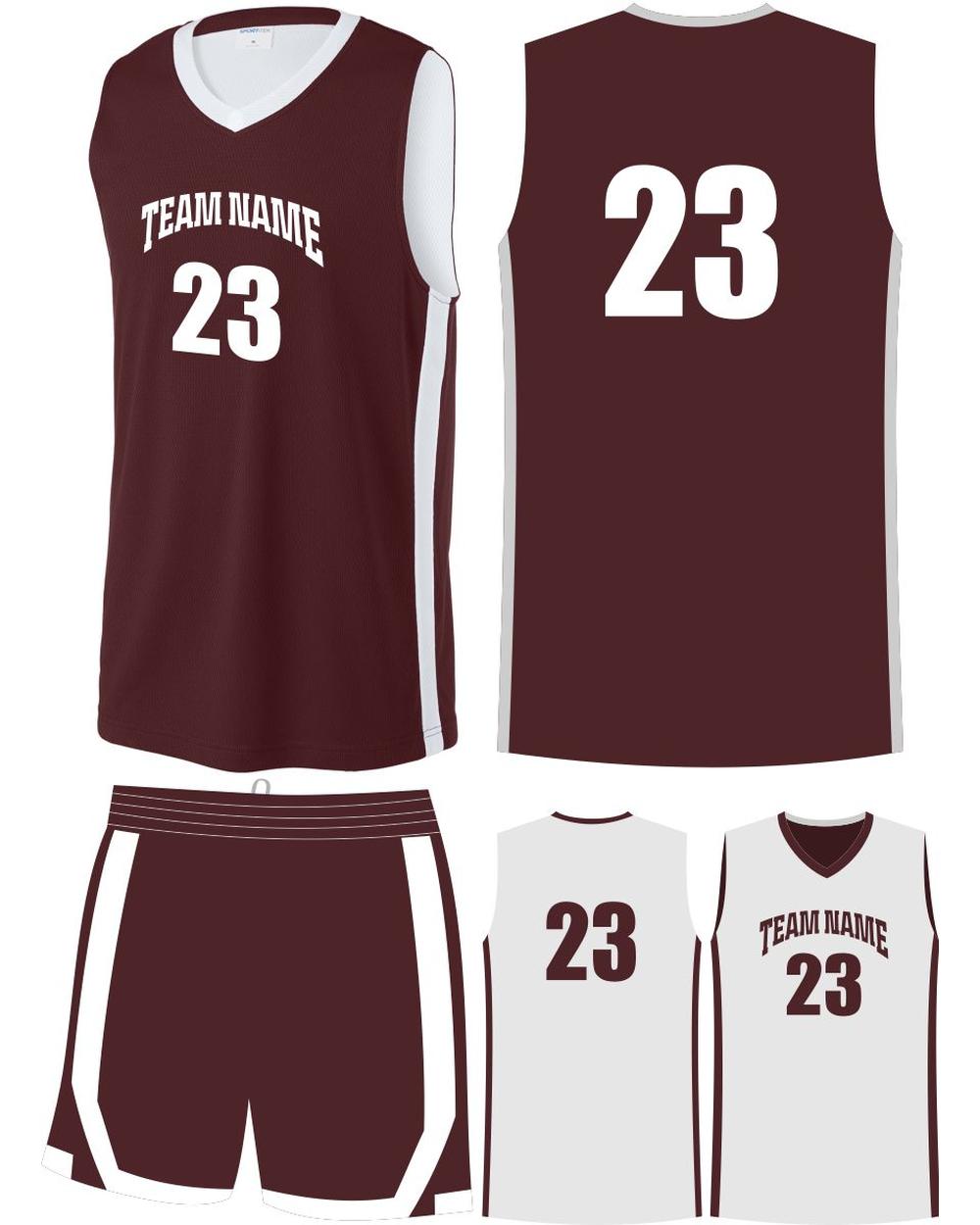 Sport-TEK Men's Rival Reversible Custom Basketball Uniform, color: Maroon/White
