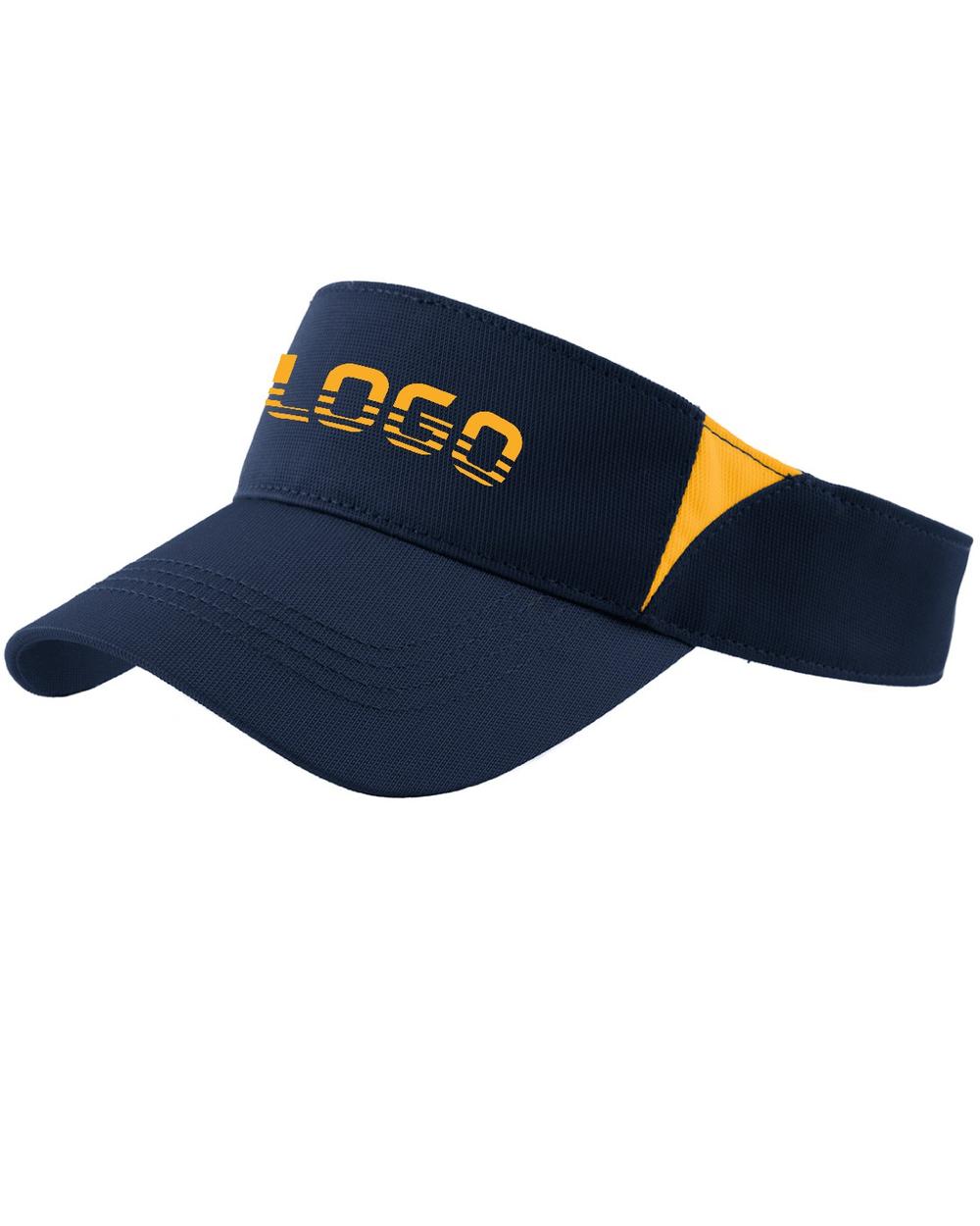 Sport-TEK Dry Zone ColorBlock Custom Visor, color: True Navy/Gold