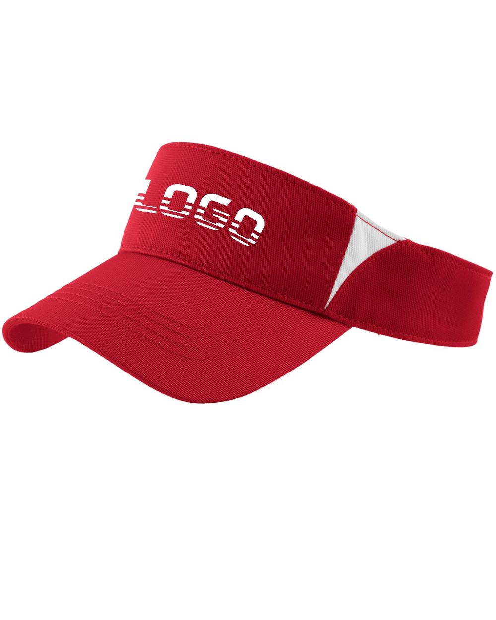Sport-TEK Dry Zone ColorBlock Custom Visor, color: True Red/White