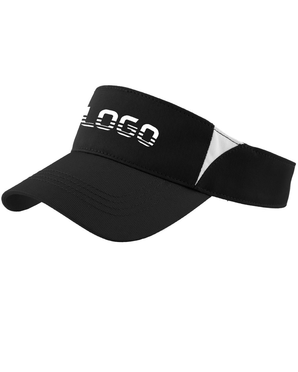 Sport-TEK Dry Zone ColorBlock Custom Visor, color: Black/White