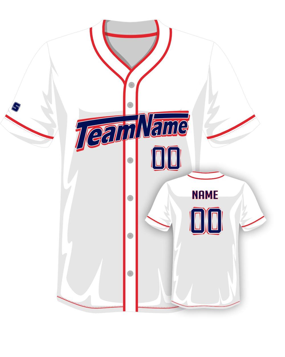 SportUniform Youth Rush Sublimated Baseball Jersey, color: White/Red