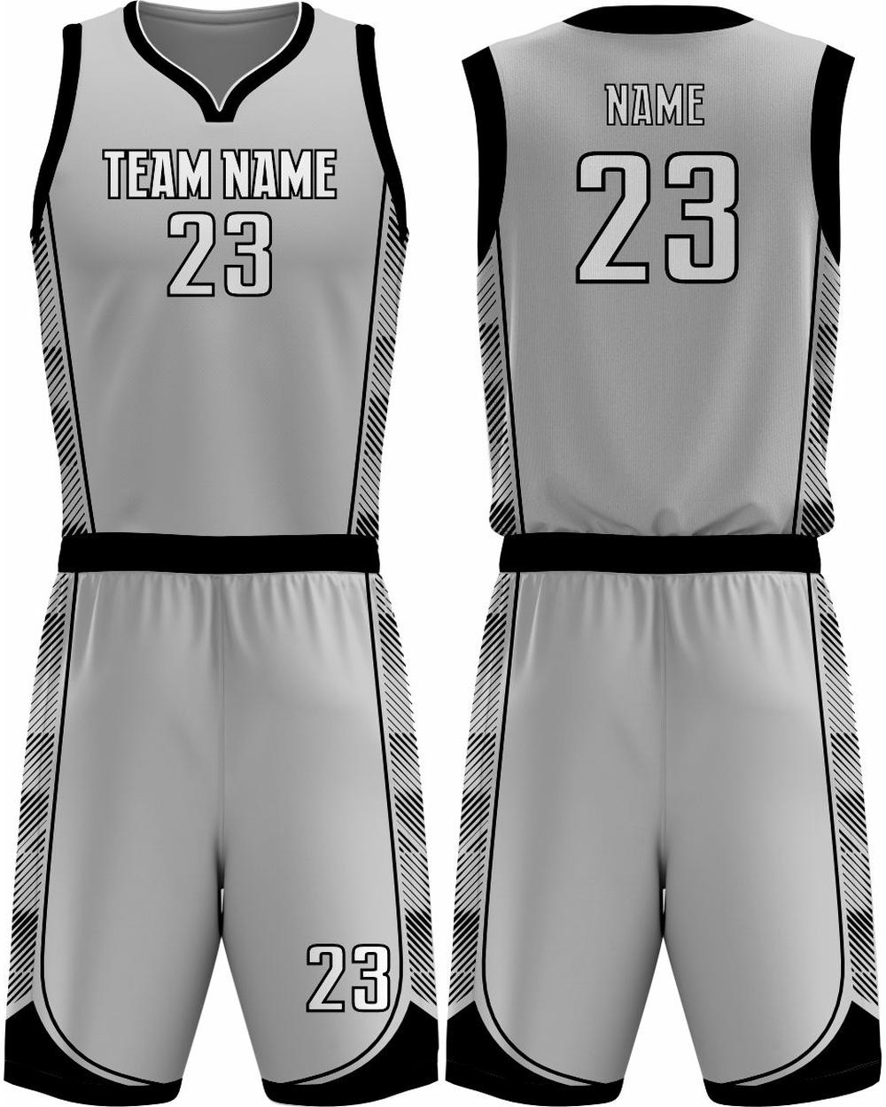 SportUniform Youth Fastbreak Sublimated Basketball Uniform, color: Grey/Black