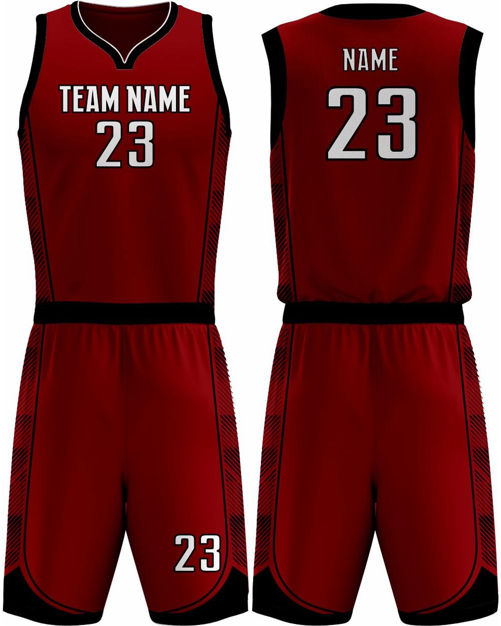 SportUniform Youth Fastbreak Sublimated Basketball Uniform, color: Maroon/Black
