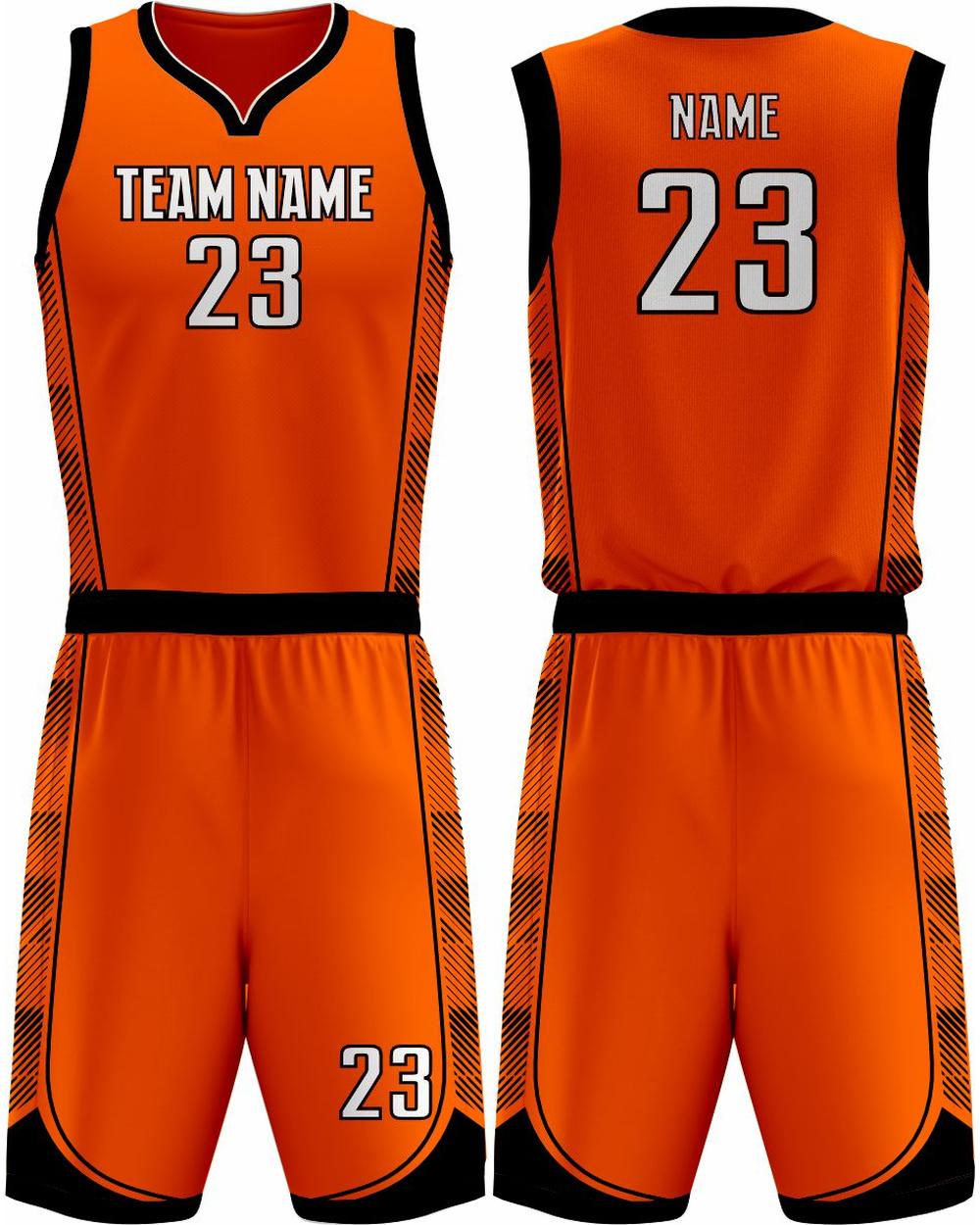 SportUniform Youth Fastbreak Sublimated Basketball Uniform, color: Orange/Black