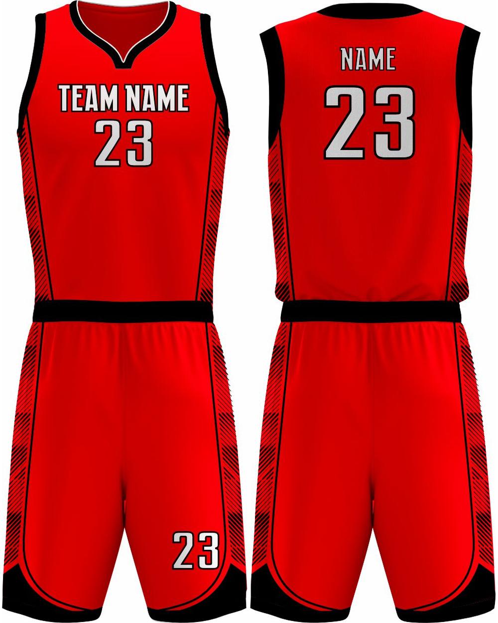 SportUniform Fastbreak Sublimated Basketball Uniform, color: Red/Black