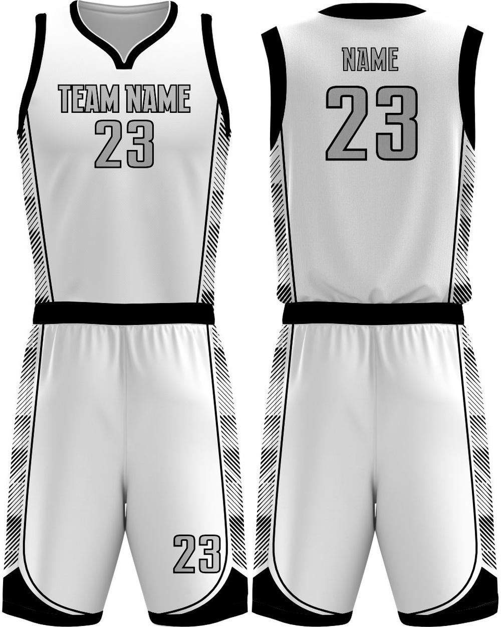 SportUniform Youth Fastbreak Sublimated Basketball Uniform, color: White/Black