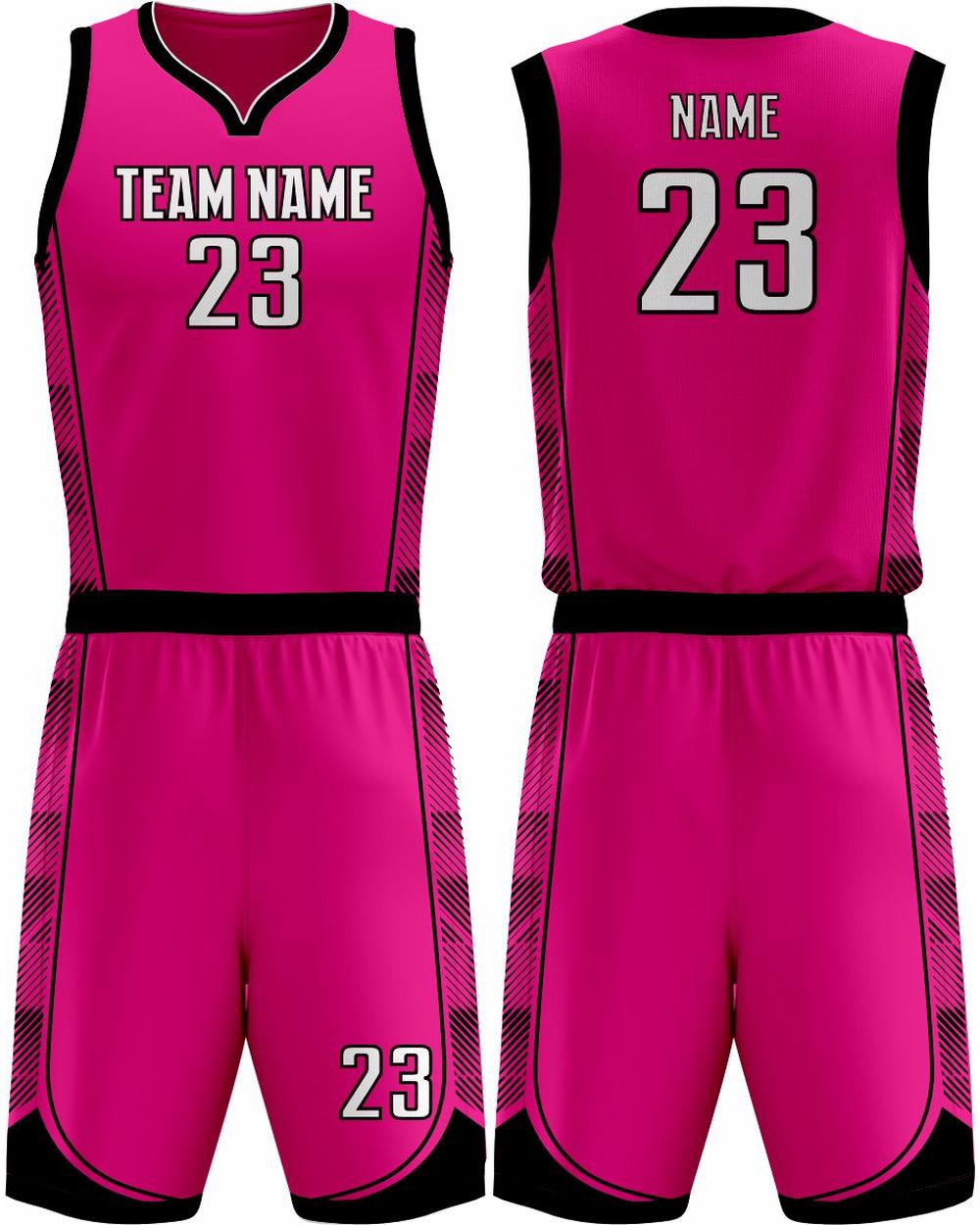SportUniform Youth Fastbreak Sublimated Basketball Uniform, color: Neon Pink/Black