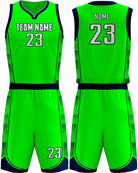SportUniform Fastbreak Sublimated Basketball Uniform, color: Neon Green/Navy
