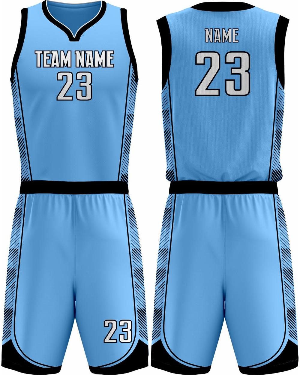 SportUniform Fastbreak Sublimated Basketball Uniform, color: Carolina Blue/Black