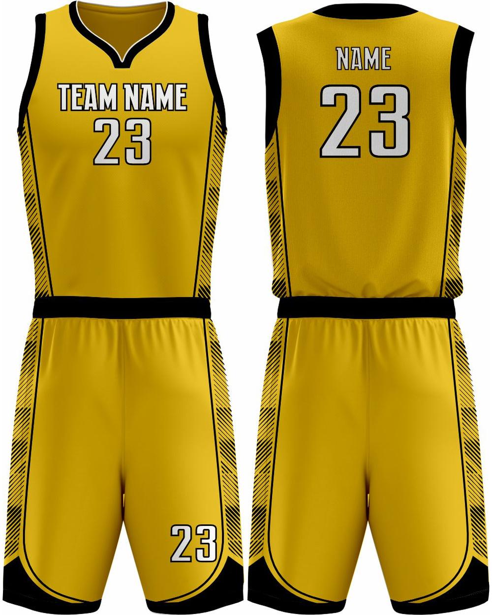 SportUniform Men's Fastbreak Sublimated Basketball Uniform, color: Gold/Black
