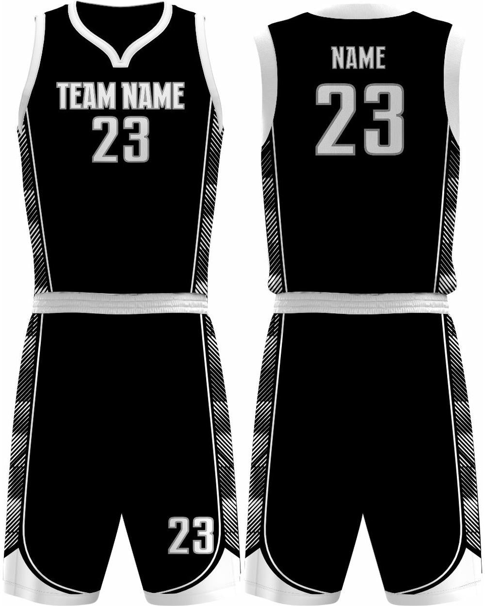 SportUniform Fastbreak Sublimated Basketball Uniform, color: Black/White