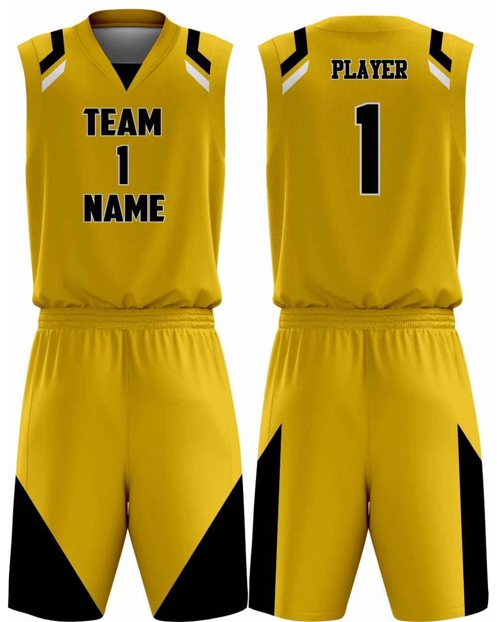SportUniform Slammer Sublimated Basketball Uniform, color: Gold/Black