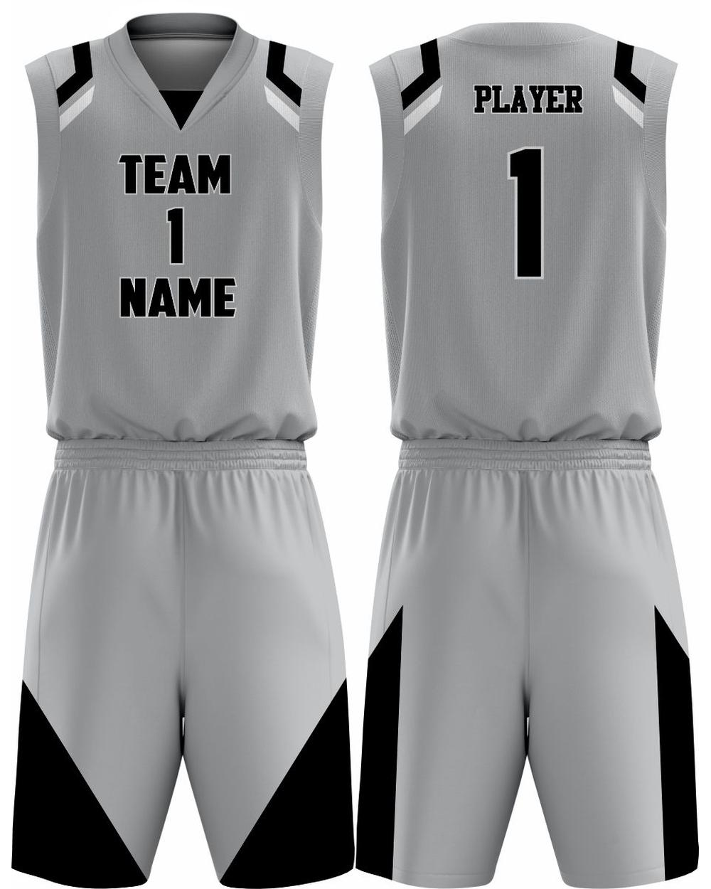 SportUniform Youth Slammer Sublimated Basketball Uniform, color: Grey/Black