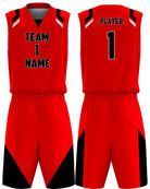 SportUniform Slammer Sublimated Basketball Uniform, color: Red/Black