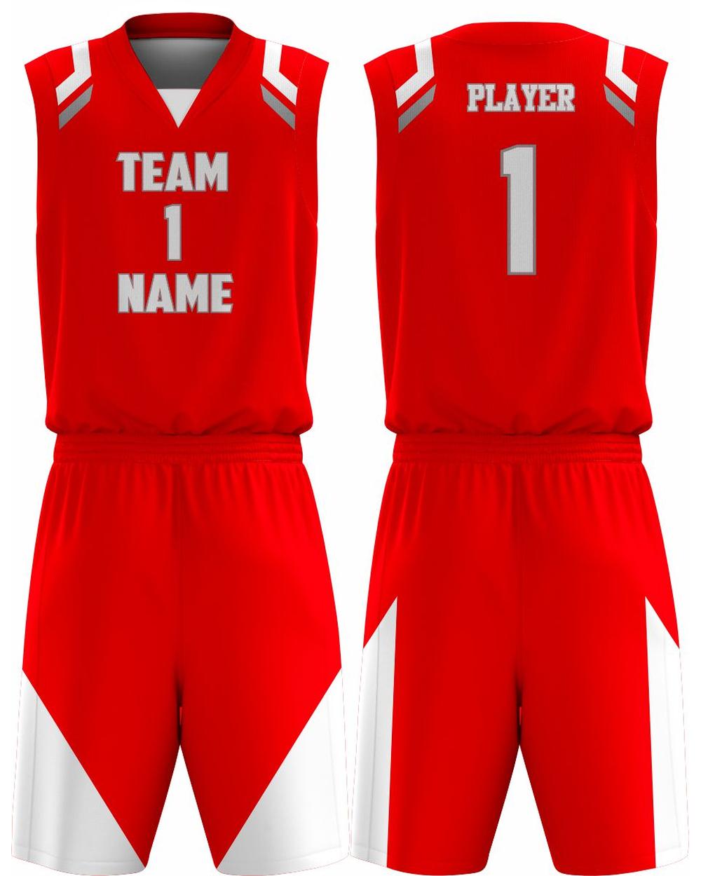 SportUniform Slammer Sublimated Basketball Uniform, color: Red/White