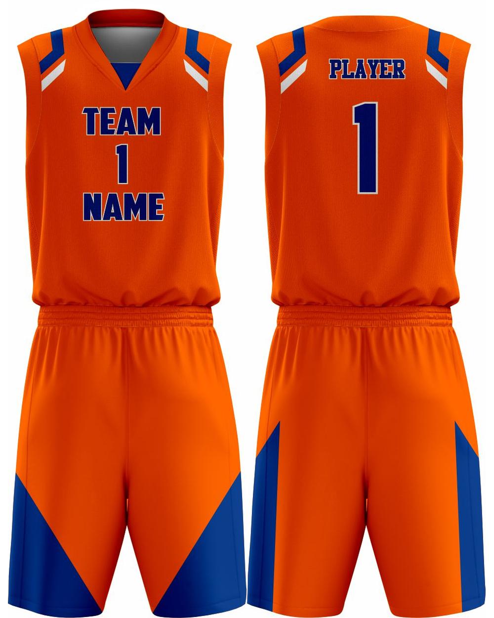 SportUniform Youth Slammer Sublimated Basketball Uniform, color: Orange/Royal