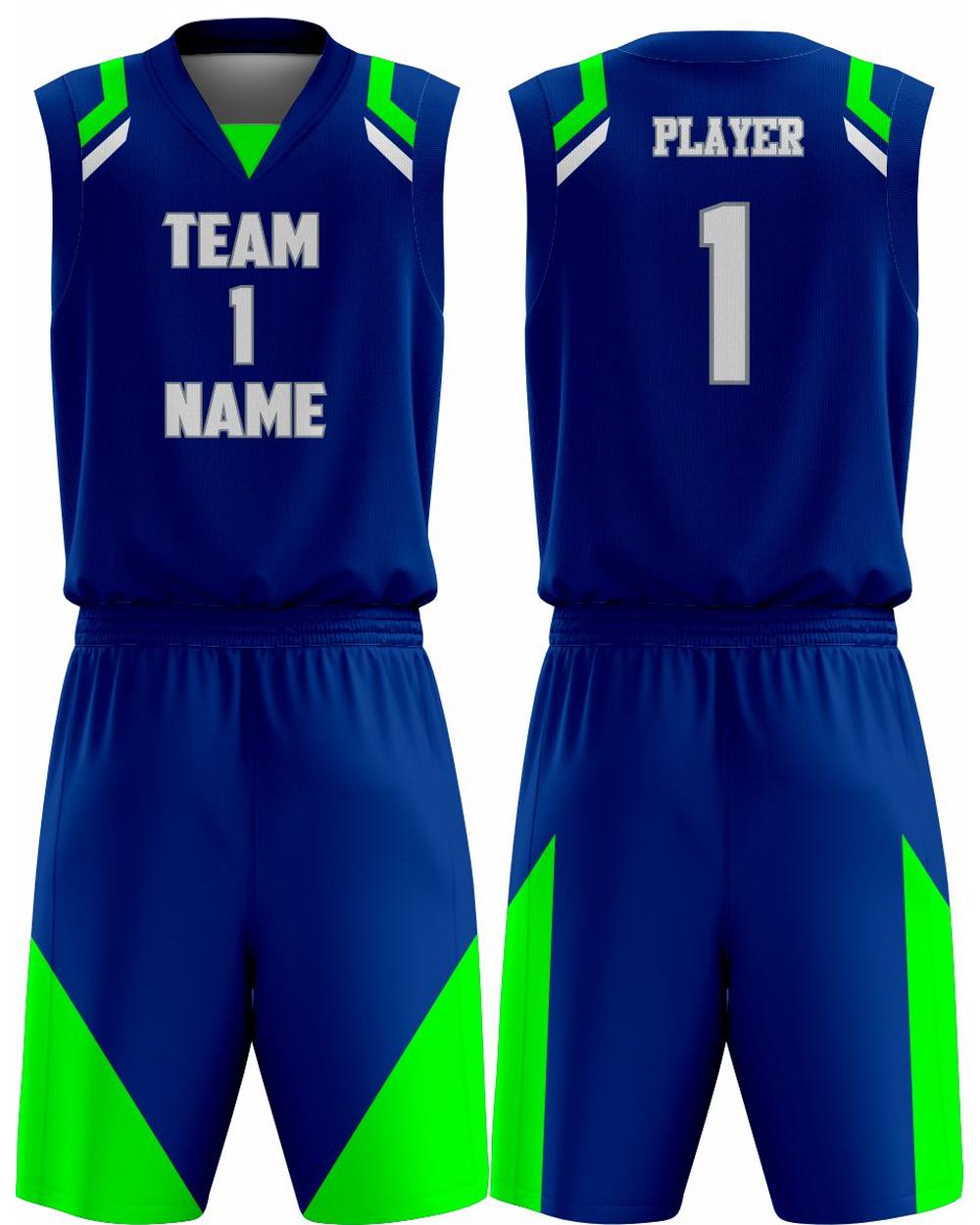 SportUniform Slammer Sublimated Basketball Uniform, color: Royal/Neon Green