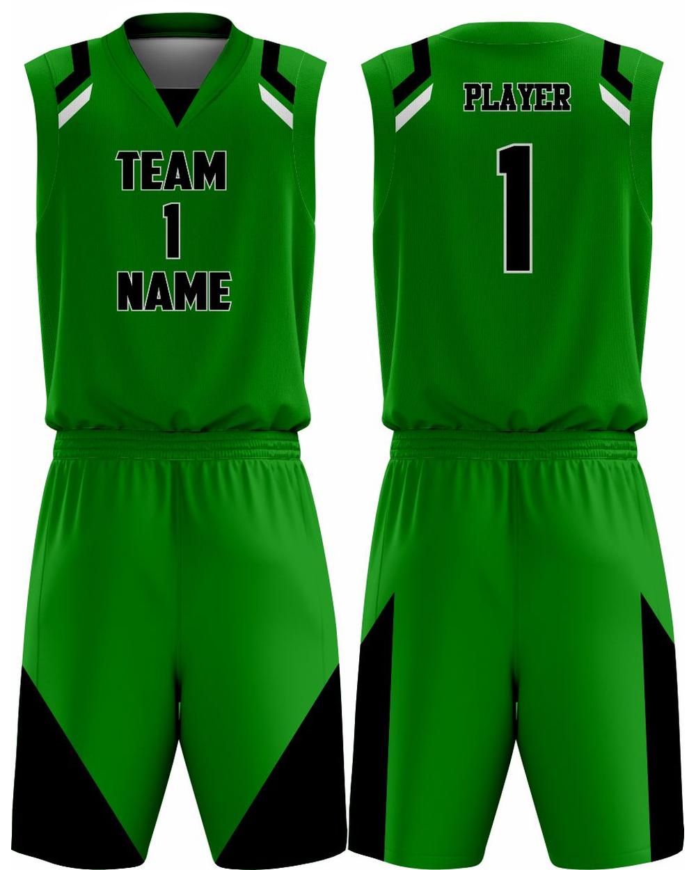 SportUniform Men's Slammer Sublimated Basketball Uniform, color: Kelly/Black