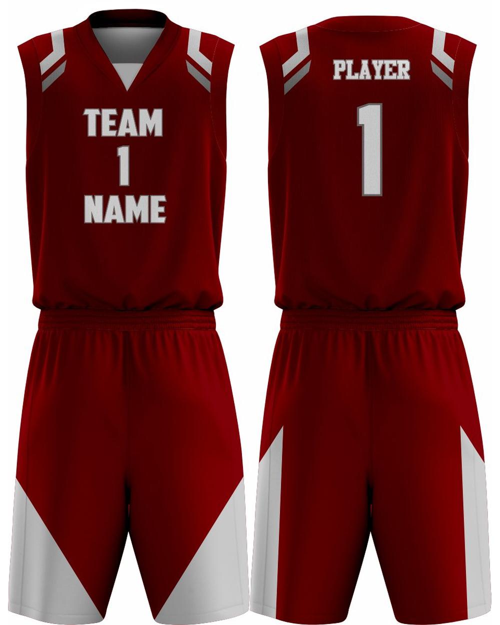 SportUniform Men's Slammer Sublimated Basketball Uniform, color: Maroon/Grey