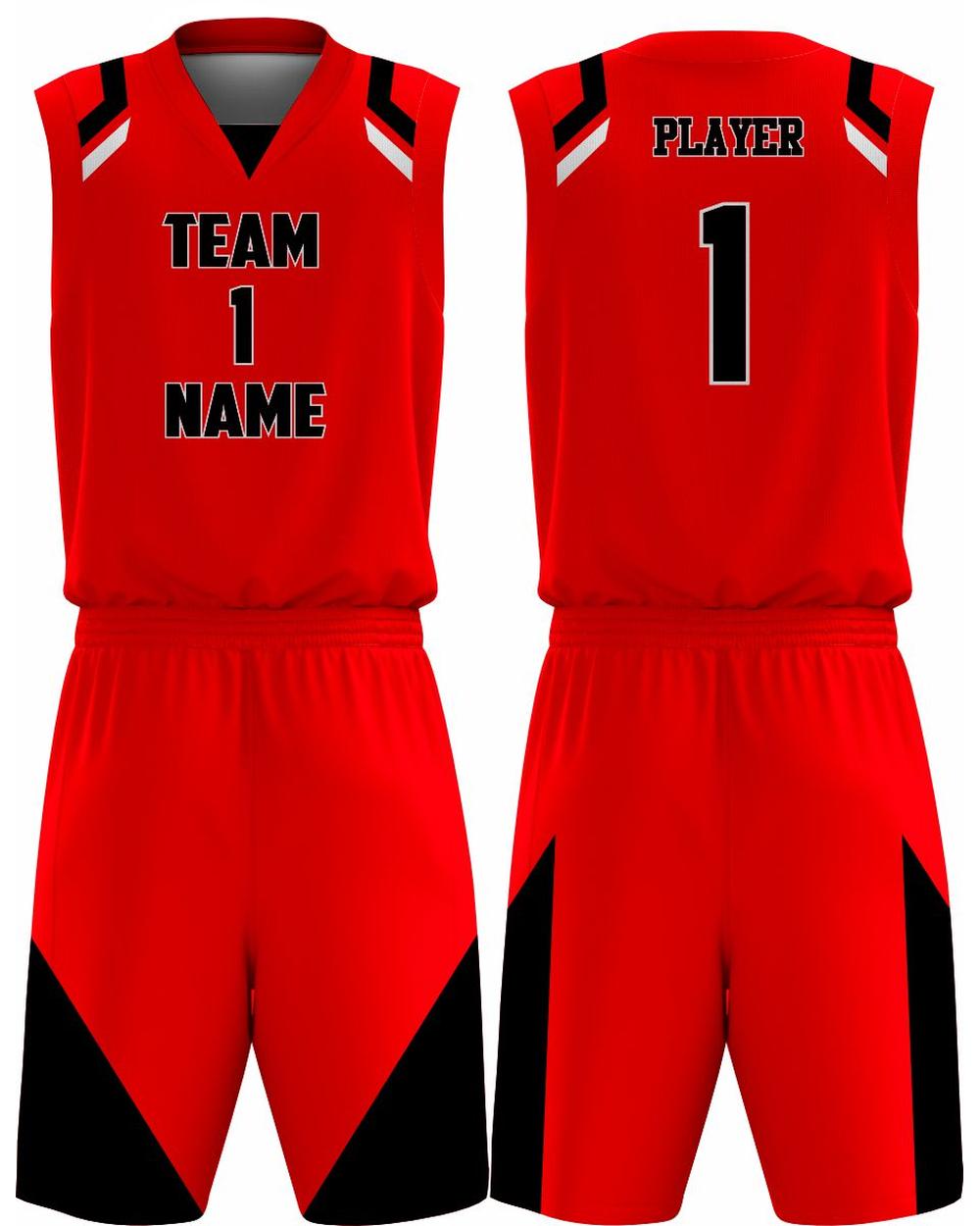 SportUniform Men's Slammer Sublimated Basketball Uniform, color: Red/Black