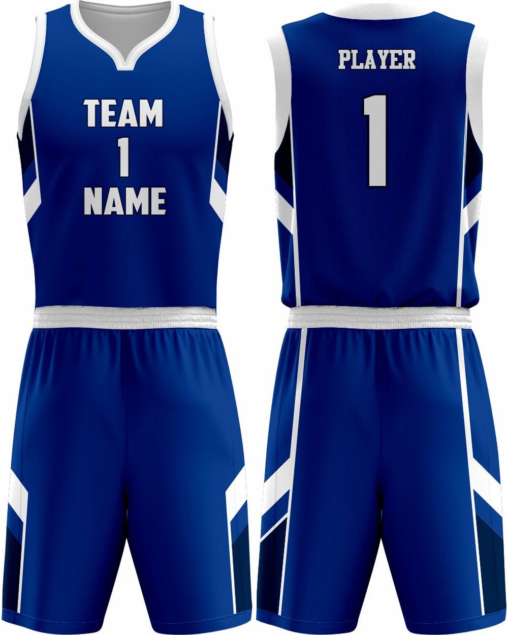 SportUniform Dallas Sublimated Basketball Uniform, color: Royal/White